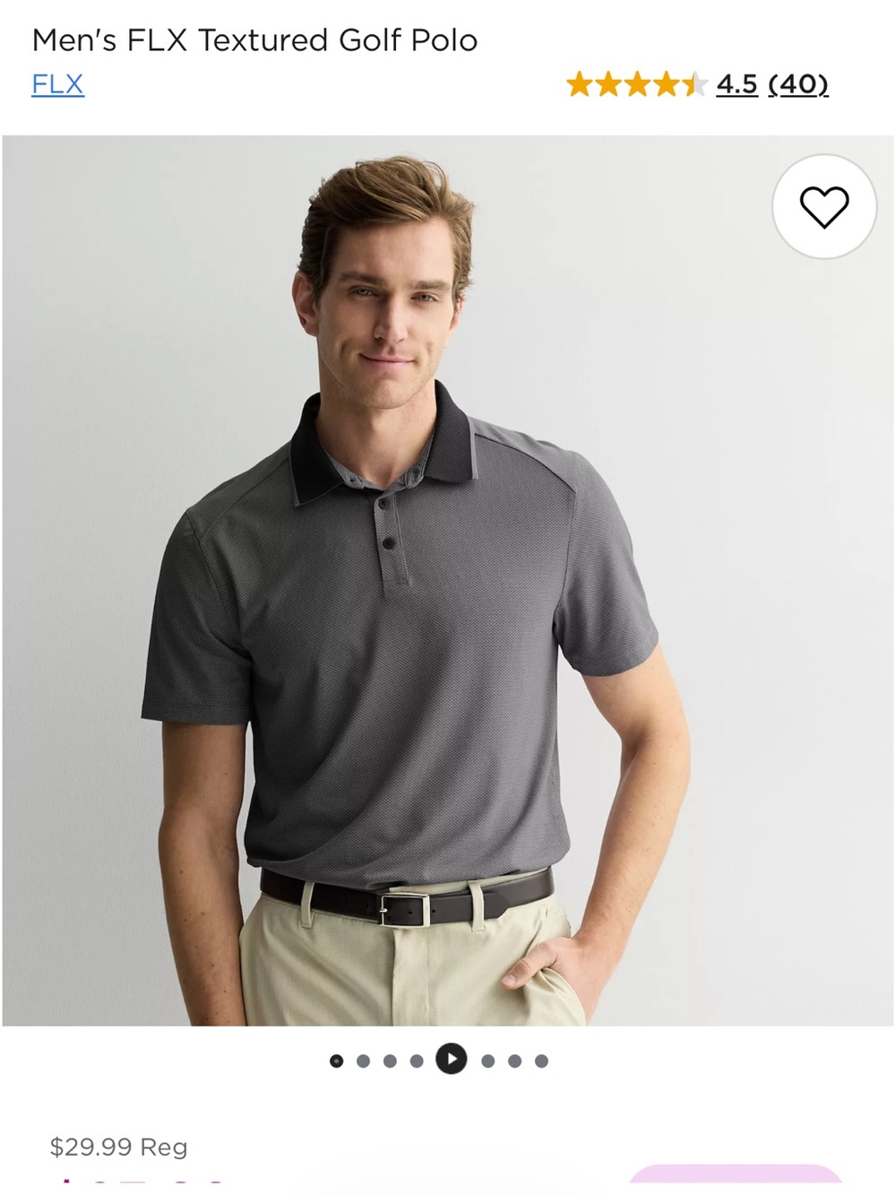 Men's FLX Golf Gray Performance Polo Shirt